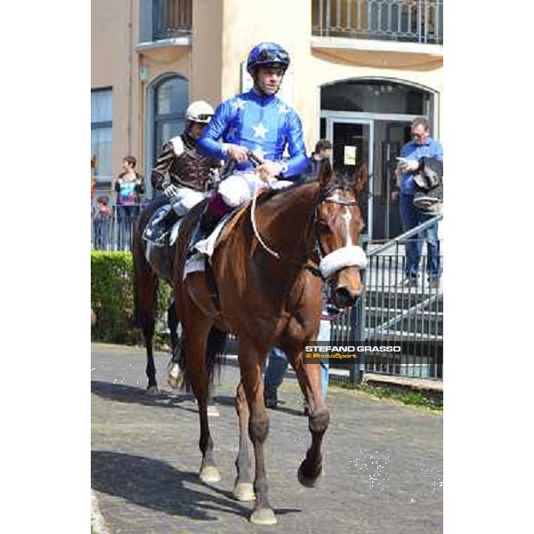 Umberto Rispoli on Regarde Moi wins the Premio Gentlewave, 2nd is Ludovico il Moro Rome, Capannelle racecourse,30th march 2014 ph.Daniele Incollu/Grasso