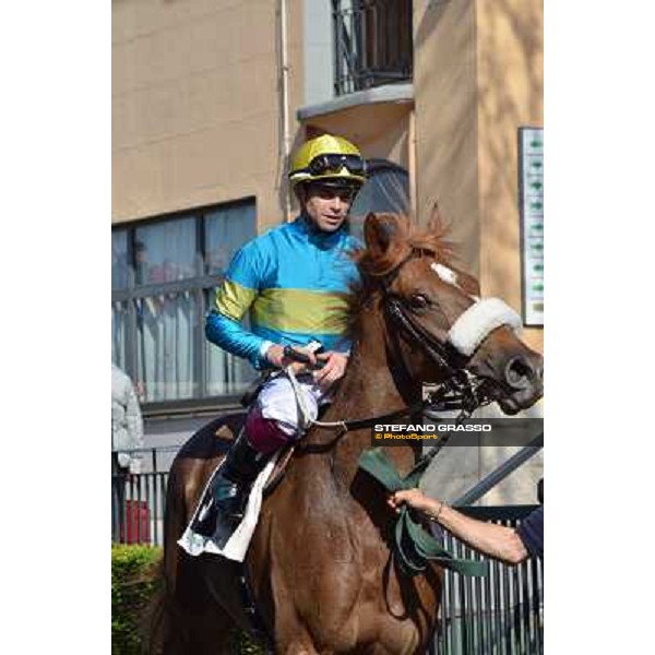 Umberto Rispoli on Scighera wins the Premio Bellni, 2nd is Vallecupa Rome, Capannelle racecourse,30th march 2014 ph.Daniele Incollu/Grasso