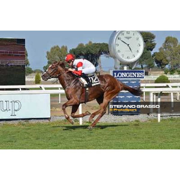 Gabriele Bietolini on Steaming Kitten wins the Premio Shirley Heights Rome, Capannelle racecourse,30th march 2014 ph.Daniele Incollu/Grasso