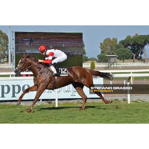 Gabriele Bietolini on Steaming Kitten wins the Premio Shirley Heights Rome, Capannelle racecourse,30th march 2014 ph.Daniele Incollu/Grasso