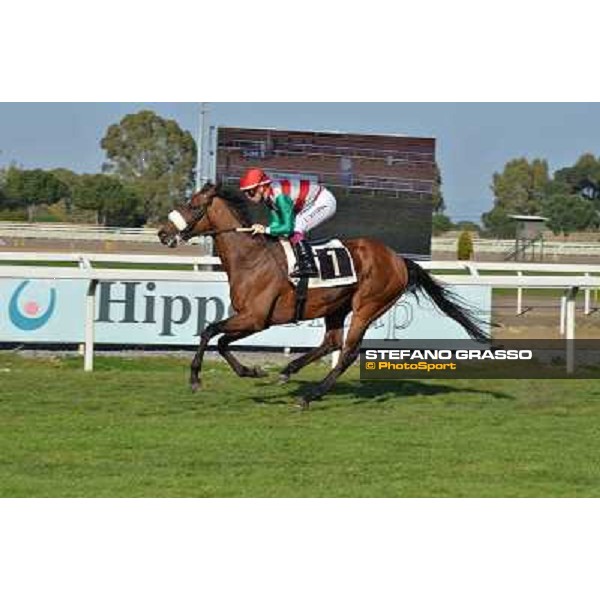 Umberto Rispoli on Bertinoro wins the Premio San Giuseppe Rome, Capannelle racecourse,30th march 2014 ph.Daniele Incollu/Grasso