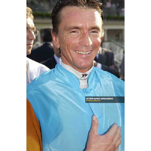 close up for Adrie De Vries winner with Gyreka of The Oaks d\'Italia San Siro, Milan 18th june 2005 ph. Stefano Grasso