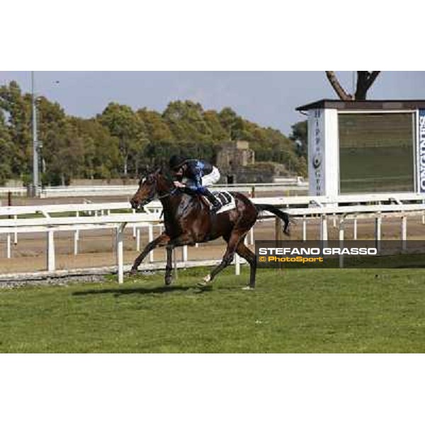 Mario Esposito on Big Bradon wins the Premio Enio Roma - Capannelle racecourse,1st april 2014 ph.Domenico Savi/Grasso