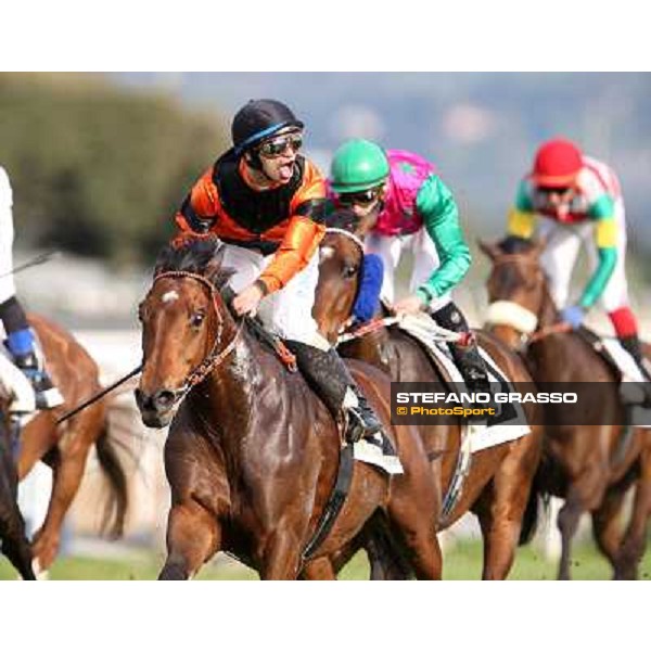 Pasquale Borrelli on Mr Gotham wins the Premio Circo Massimo Roma - Capannelle racecourse,6th april 2014 ph.Stefano Grasso