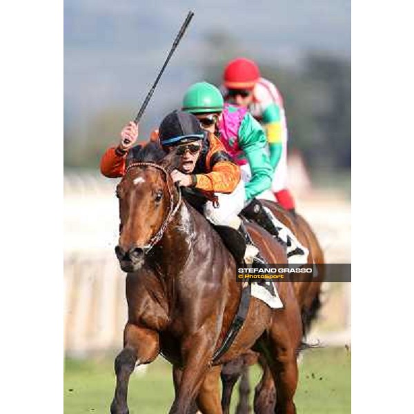 Pasquale Borrelli on Mr Gotham wins the Premio Circo Massimo Roma - Capannelle racecourse,6th april 2014 ph.Stefano Grasso
