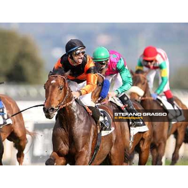 Pasquale Borrelli on Mr Gotham wins the Premio Circo Massimo Roma - Capannelle racecourse,6th april 2014 ph.Stefano Grasso