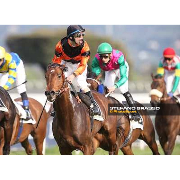 Pasquale Borrelli on Mr Gotham wins the Premio Circo Massimo Roma - Capannelle racecourse,6th april 2014 ph.Stefano Grasso