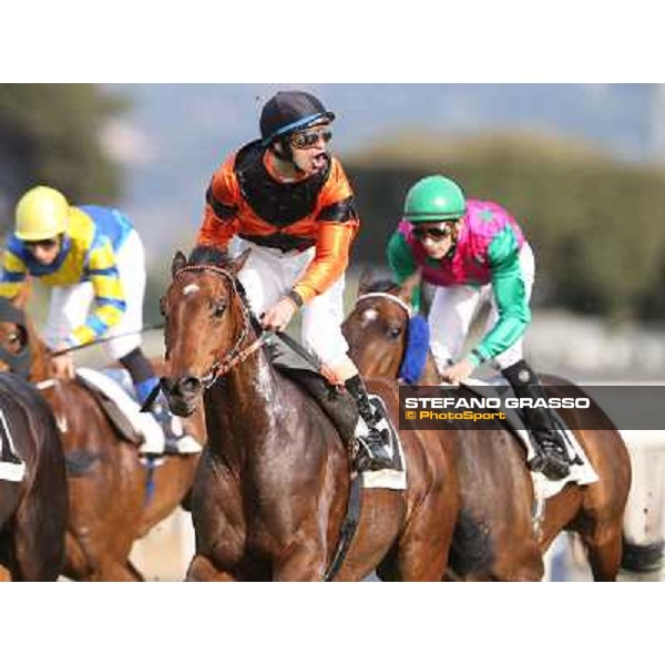 Pasquale Borrelli on Mr Gotham wins the Premio Circo Massimo Roma - Capannelle racecourse,6th april 2014 ph.Stefano Grasso