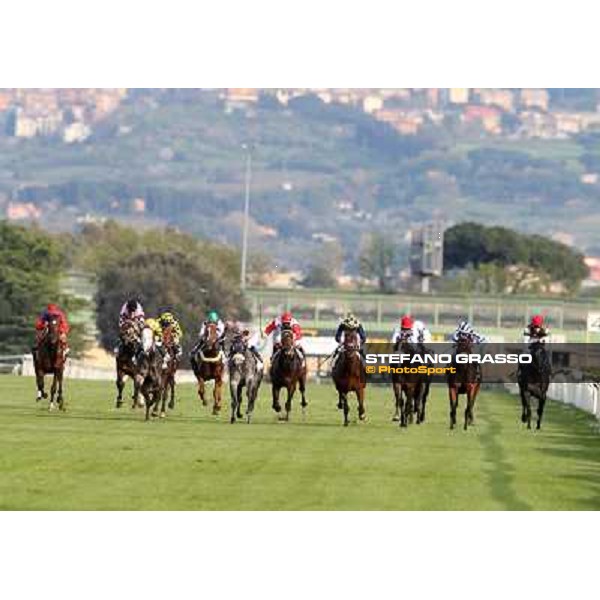 Salvatore Diana on Adsense wins the Premio Cloridano - 2nd is Fois on Jolly of Naytiri Roma - Capannelle racecourse,6th april 2014 ph.Stefano Grasso