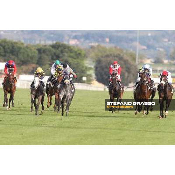 Salvatore Diana on Adsense wins the Premio Cloridano - 2nd is Fois on Jolly of Naytiri Roma - Capannelle racecourse,6th april 2014 ph.Stefano Grasso