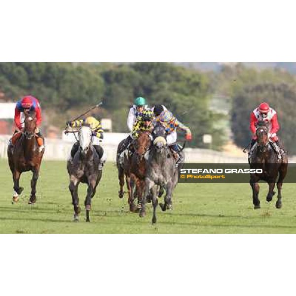 Salvatore Diana on Adsense wins the Premio Cloridano - 2nd is Fois on Jolly of Naytiri Roma - Capannelle racecourse,6th april 2014 ph.Stefano Grasso