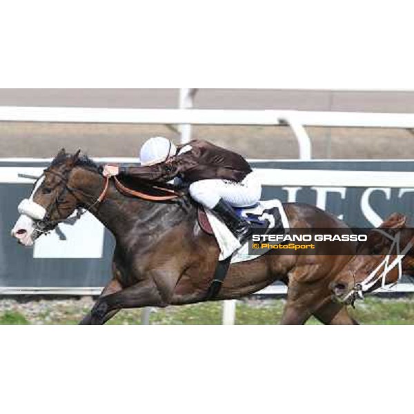 Cristian Demuro on Donna Prassede wins the Premio Torricola Roma - Capannelle racecourse,6th april 2014 ph.Stefano Grasso