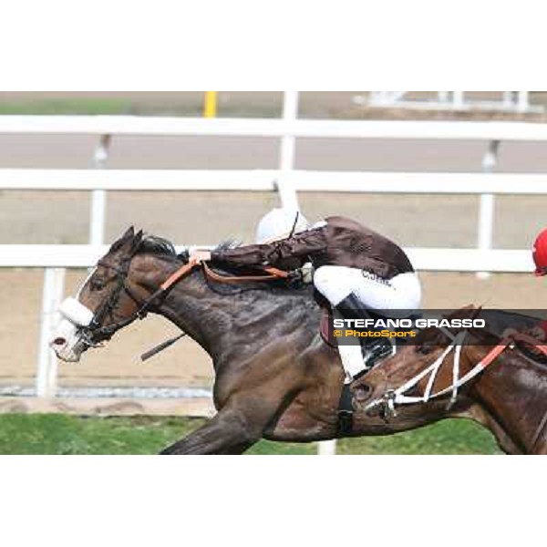 Cristian Demuro on Donna Prassede wins the Premio Torricola Roma - Capannelle racecourse,6th april 2014 ph.Stefano Grasso