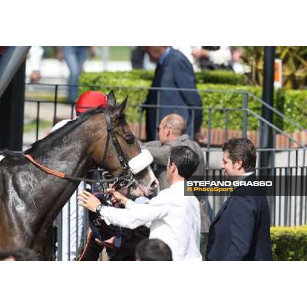 Stefano Botti and Donna Prassede after winning the Premio Torricola Roma - Capannelle racecourse,6th april 2014 ph.Stefano Grasso