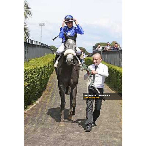 Cristian Demuro on Freedom Holder after winning the Premio Daumier - Mem.Marco Rinaldi Roma - Capannelle racecourse,6th april 2014 ph.Stefano Grasso