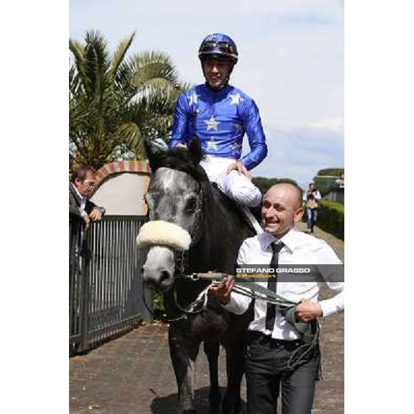Cristian Demuro on Freedom Holder after winning the Premio Daumier - Mem.Marco Rinaldi Roma - Capannelle racecourse,6th april 2014 ph.Stefano Grasso