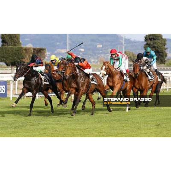 Pasquale Borrelli on Mr Gotham wins the Premio Circo Massimo Roma - Capannelle racecourse,6th april 2014 ph.Domenico Savi/Grasso