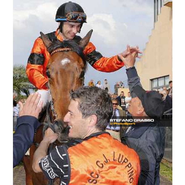 Pasquale Borrelli on Mr Gotham after winning the Premio Circo Massimo Roma - Capannelle racecourse,6th april 2014 ph.Domenico Savi/Grasso