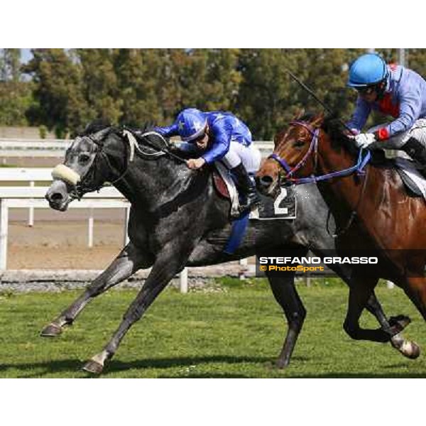 Cristian Demuro on Freedom Holder wins the Premio Daumier - Mem.Marco Rinaldi Roma - Capannelle racecourse,6th april 2014 ph.Domenico Savi/Grasso