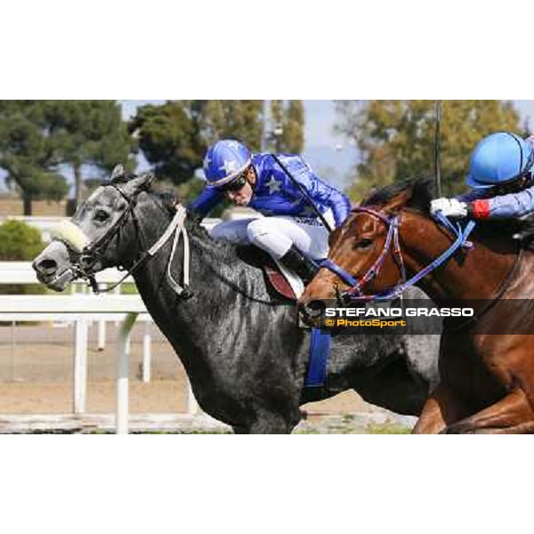 Cristian Demuro on Freedom Holder wins the Premio Daumier - Mem.Marco Rinaldi Roma - Capannelle racecourse,6th april 2014 ph.Domenico Savi/Grasso
