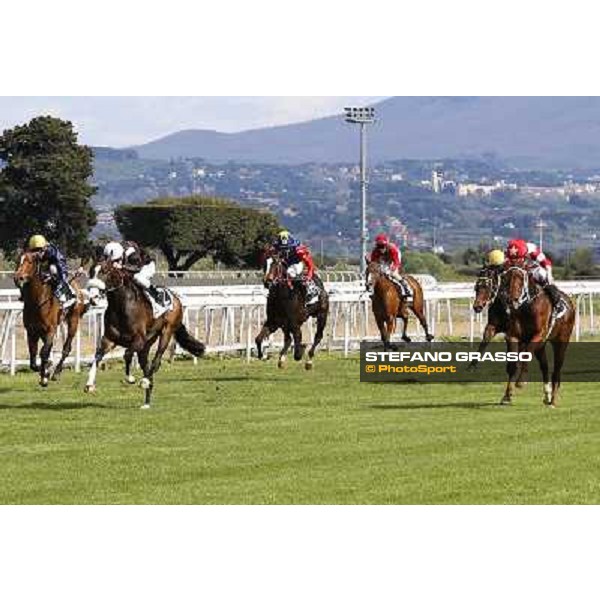 Cristian Demuro on Donna Prassede wins the Premio Torricola Roma - Capannelle racecourse,6th april 2014 ph.Domenico Savi/Grasso