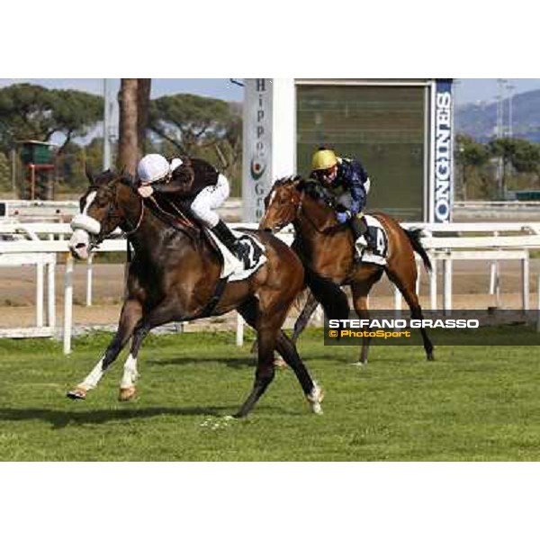 Cristian Demuro on Donna Prassede wins the Premio Torricola Roma - Capannelle racecourse,6th april 2014 ph.Domenico Savi/Grasso