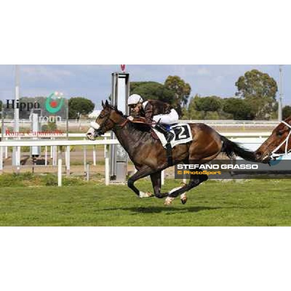 Cristian Demuro on Donna Prassede wins the Premio Torricola Roma - Capannelle racecourse,6th april 2014 ph.Domenico Savi/Grasso