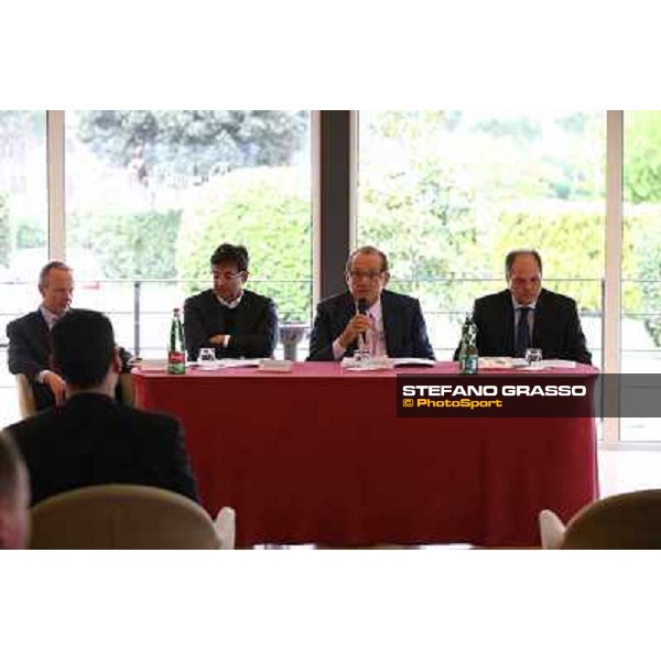 The press conference for the opening of the new trot racetrack - ing.Tomaso Grassi Rome, Capannelle racecourse 9th april 2014 ph.Stefano Grasso