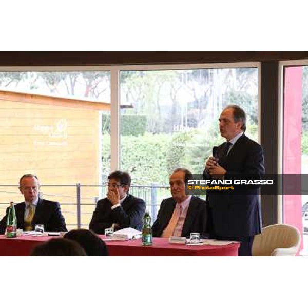 The press conference for the opening of the new trot racetrack - on.Castiglione Rome, Capannelle racecourse 9th april 2014 ph.Stefano Grasso