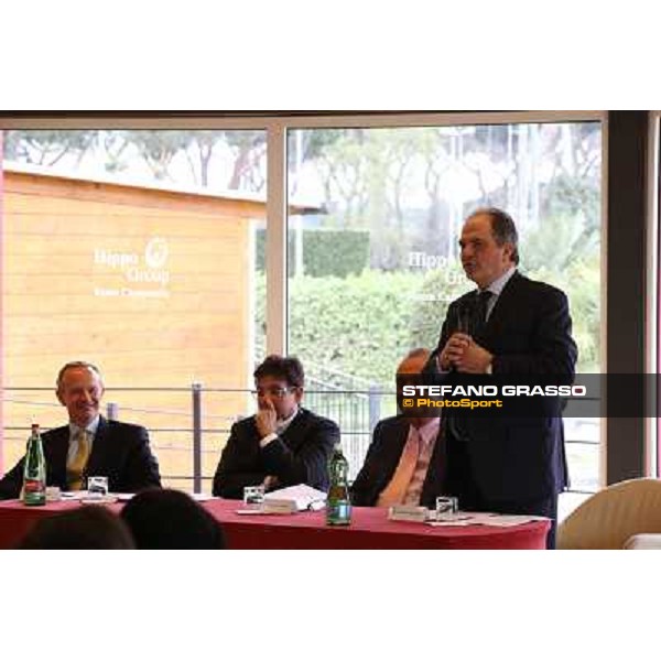 The press conference for the opening of the new trot racetrack - on.Castiglione Rome, Capannelle racecourse 9th april 2014 ph.Stefano Grasso