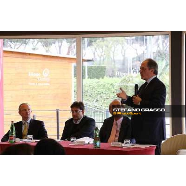 The press conference for the opening of the new trot racetrack - on.Castiglione Rome, Capannelle racecourse 9th april 2014 ph.Stefano Grasso