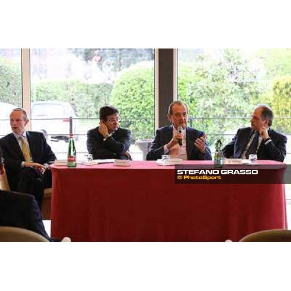 The press conference for the opening of the new trot racetrack - ing.Tomaso Grassi Rome, Capannelle racecourse 9th april 2014 ph.Stefano Grasso