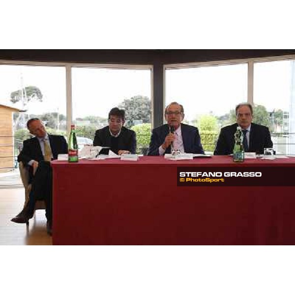 The press conference for the opening of the new trot racetrack - ing.Tomaso Grassi Rome, Capannelle racecourse 9th april 2014 ph.Stefano Grasso