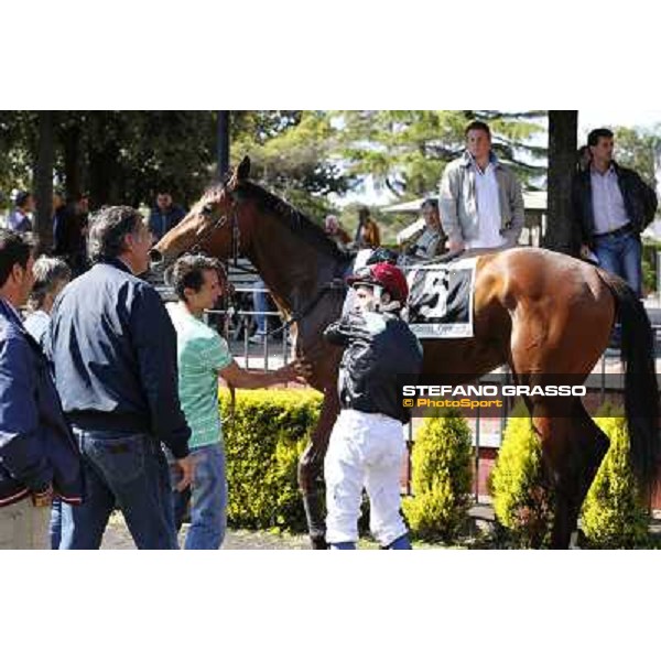 Giampasquale Fois on Spread wins the Premio Bold Fascination Rome, Capannelle racecourse,11th april 2014 ph.Domenico Savi/Grasso
