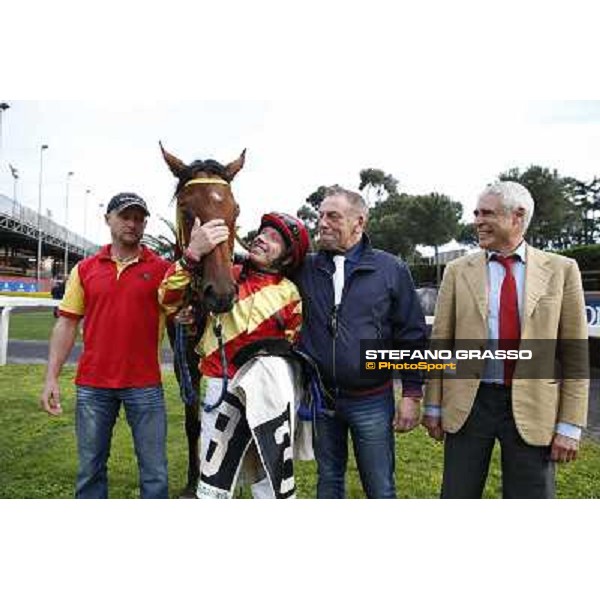 Clorofilla\'s winning connection of the Premio Carlo Chiesa - Rome, Capannelle racecourse 13th april 2014 ph.Stefano Grasso