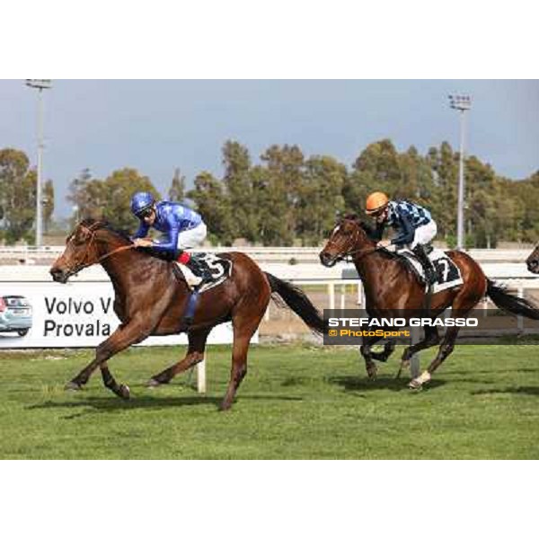 Dario Vargiu on Regarde Moi wins the Premio Natale di Roma - 2nd is Gabriele Bietolini on Saint Bernard Rome, Capannelle racecourse 13th april 2014 ph.Stefano Grasso