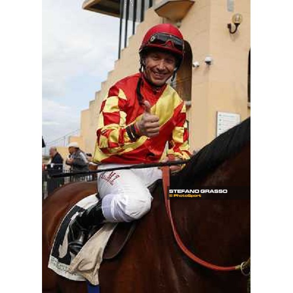 Carlo Fiocchi on Clorofilla wins the Premio Carlo Chiesa Rome, Capannelle racecourse 13th april 2014 ph.Stefano Grasso