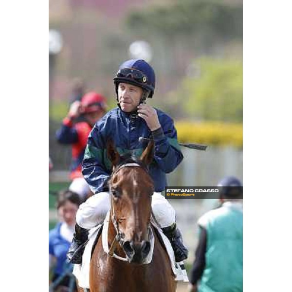 Luca Maniezzi celebrates on Obade after winning the Premio Lorenzo Camuffo Rome, Capannelle racecourse 13th april 2014 ph.Stefano Grasso