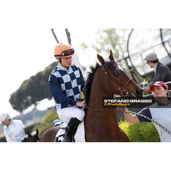 Gabriele Bietolini on Saint Bernard Rome, Capannelle racecourse 13th april 2014 ph.Stefano Grasso