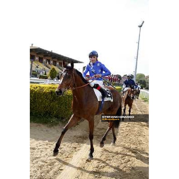 Dario Vargiu on Regarde Moi after winning the Premio Natale di Roma Rome, Capannelle racecourse 13th april 2014 ph.Stefano Grasso