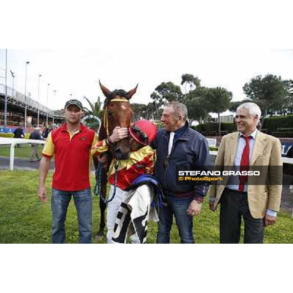 Clorofilla\'s winning connection of the Premio Carlo Chiesa - Rome, Capannelle racecourse 13th april 2014 ph.Stefano Grasso