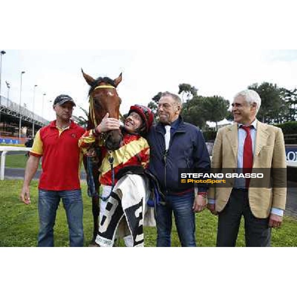 Clorofilla\'s winning connection of the Premio Carlo Chiesa - Rome, Capannelle racecourse 13th april 2014 ph.Stefano Grasso