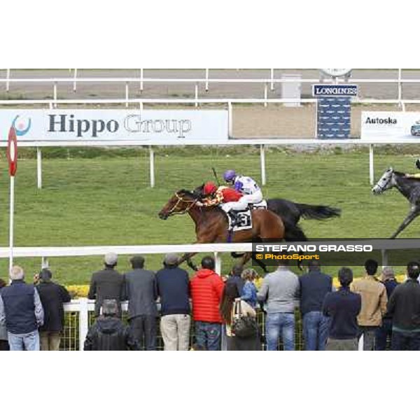 Luca Maniezzi on Clorofilla wins the Premio Carlo Chiesa Rome, Capannelle racecourse 13th april 2014 ph.Domenico Savi/Grasso