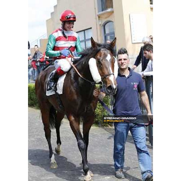 Carlo Fiocchi on Fantastic Horse after winning the Premio Godetia Rome, Capannelle racecourse 13th april 2014 ph.Domenico Savi/Grasso