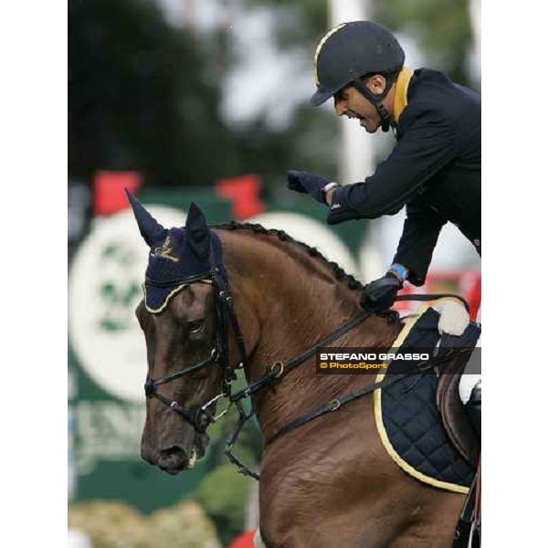 Juan Carlos Garcia congratulates with Loro Piana Albin III Fei European Championship - Prize Drugs Off San Patrignano, 21st july 2005 ph. Stefano Grasso