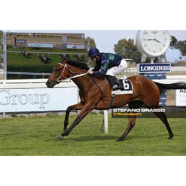 Luca Maniezzi on Obade wins the Premio Lorenzo Camuffo Rome, Capannelle racecourse 13th april 2014 ph.Domenico Savi/Grasso
