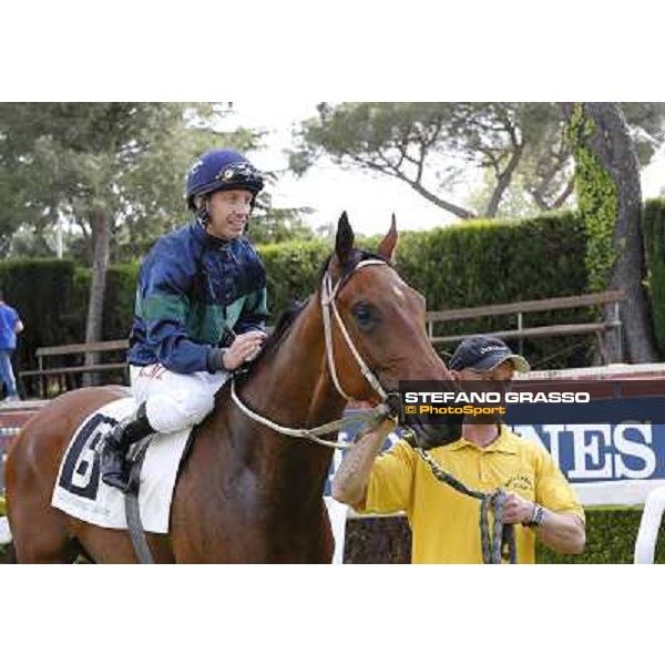 Luca Maniezzi on Obade after winning the Premio Lorenzo Camuffo Rome, Capannelle racecourse 13th april 2014 ph.Domenico Savi/Grasso