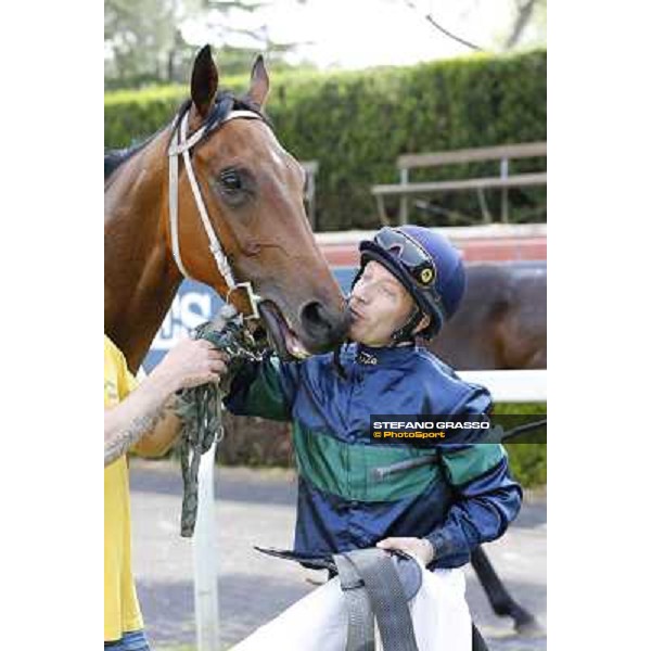Luca Maniezzi on Obade after winning the Premio Lorenzo Camuffo Rome, Capannelle racecourse 13th april 2014 ph.Domenico Savi/Grasso