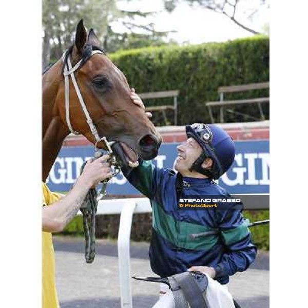 Luca Maniezzi on Obade after winning the Premio Lorenzo Camuffo Rome, Capannelle racecourse 13th april 2014 ph.Domenico Savi/Grasso