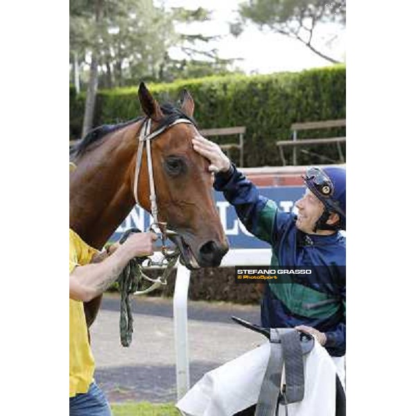 Luca Maniezzi on Obade after winning the Premio Lorenzo Camuffo Rome, Capannelle racecourse 13th april 2014 ph.Domenico Savi/Grasso